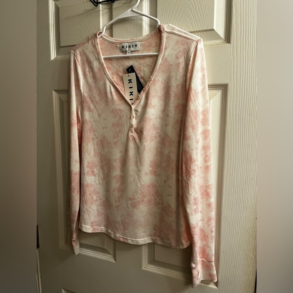 KIKIT~PINK MARBLED BLOUSE~NWT~XL - Picture 4 of 13